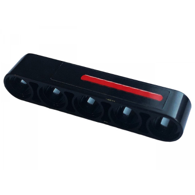 black technic liftarm thick 1 x 5 with red stripe pattern model right side sticker - set 42110