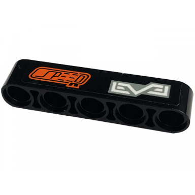 black technic liftarm thick 1 x 5 with speed and level pattern model left side sticker - set 42129