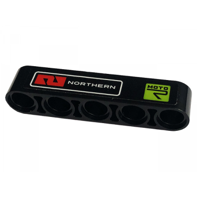black technic liftarm thick 1 x 5 with northern and moto r pattern model right side sticker - set 42129
