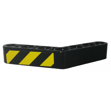 black technic liftarm modified bent thick 1 x 7 4 - 4 with black and yellow danger stripes pattern 1 sticker - set 9397