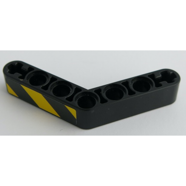 black technic liftarm modified bent thick 1 x 7 4 - 4 with black and yellow danger stripes pattern model left side sticker - set 42049