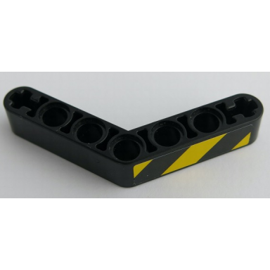black technic liftarm modified bent thick 1 x 7 4 - 4 with black and yellow danger stripes pattern model right side sticker - set 42049