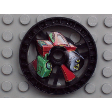 black technic disk 5 x 5 - roborider talisman wheel fuel mold with robot pattern
