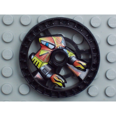 black technic disk 5 x 5 - roborider talisman wheel flame mold with robot pattern
