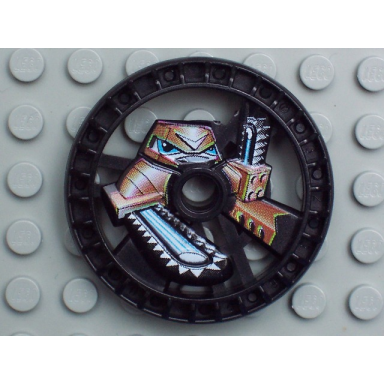 black technic disk 5 x 5 - roborider talisman wheel chain-saw mold with robot pattern