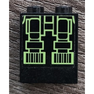 black brick 1 x 2 x 2 with inside stud holder with x-ray skeleton bottom pattern sticker - set 70912