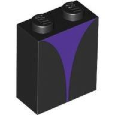 black brick 1 x 2 x 2 with inside stud holder with dark purple curved shape pattern brickheadz maleficent torso