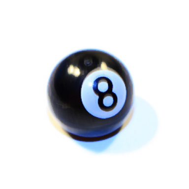 black technic ball joint with black number 8 on white circle pattern pool 8 ball