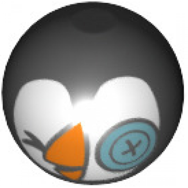 black technic ball joint with closed eye metallic light blue button eye and orange beak on white background pattern frozen sir jorgenbjorgen head