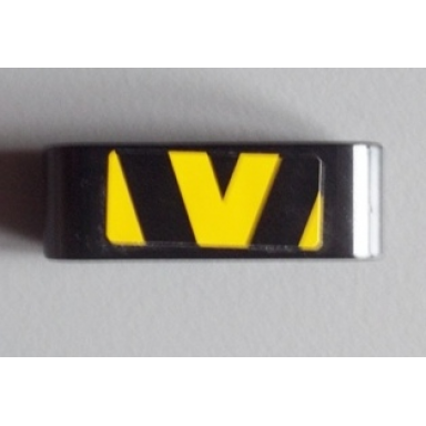 black technic liftarm thick 1 x 3 with black and yellow danger stripes pattern model left sticker - set 8295