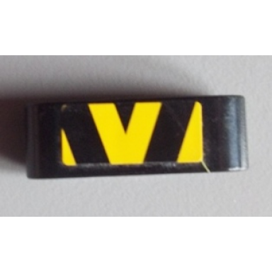 black technic liftarm thick 1 x 3 with black and yellow danger stripes pattern model right sticker - set 8295