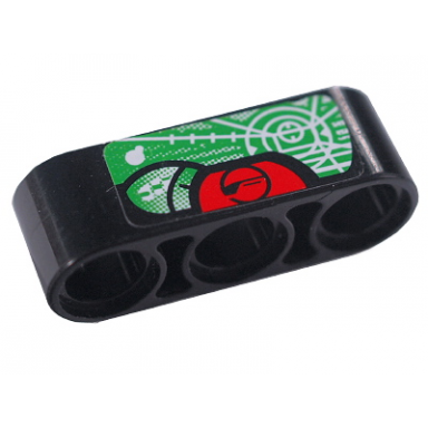 black technic liftarm thick 1 x 3 with green display screen pattern sticker - set 8354-1