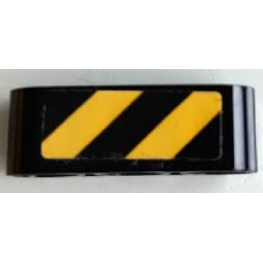 black technic liftarm thick 1 x 3 with black and yellow danger stripes pattern model left side sticker - set 42098