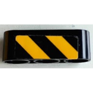 black technic liftarm thick 1 x 3 with black and yellow danger stripes pattern model right side sticker - set 42098
