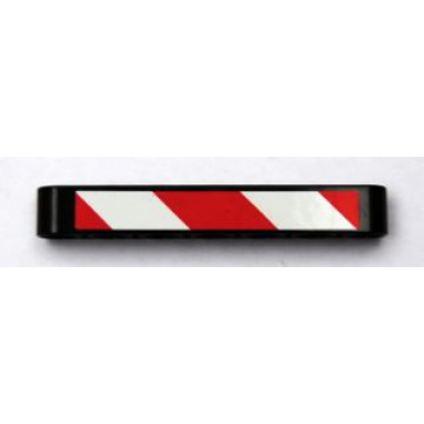 black technic liftarm thick 1 x 7 with red and white danger stripes pattern model right side sticker - set 8110