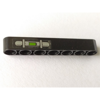 black technic liftarm thick 1 x 7 with silver bar with two clamps and lime light pattern sticker - set 7477