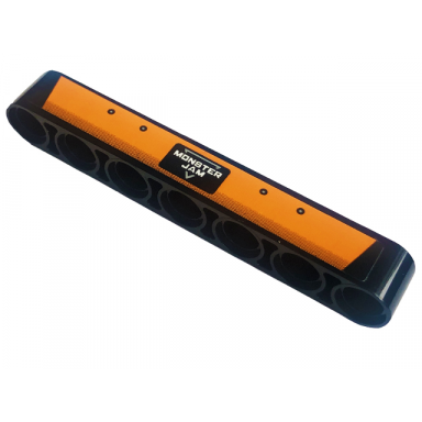 black technic liftarm thick 1 x 7 with logo monster jam on orange stripe background pattern sticker - set 42135