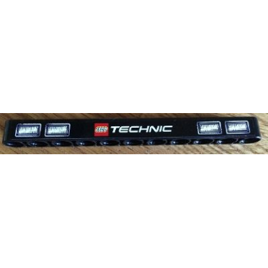 black technic liftarm thick 1 x 11 with four headlights and lego technic logo pattern sticker - set 8052