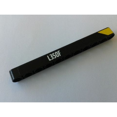 black technic liftarm thick 1 x 11 with l350f and yellow end pattern model left side sticker - set 42030