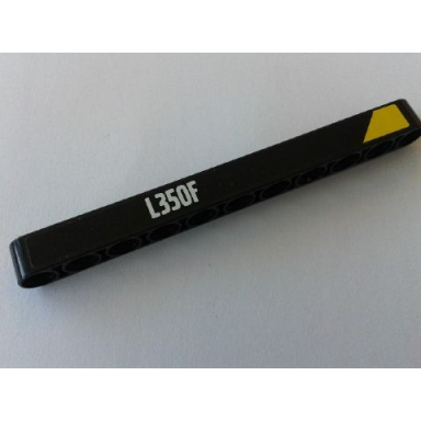 black technic liftarm thick 1 x 11 with l350f and yellow end pattern model right side sticker - set 42030