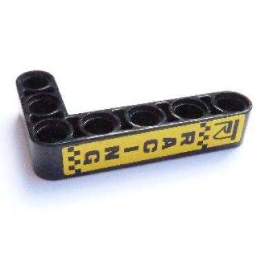 black technic liftarm modified bent thick l-shape 3 x 5 with racing pattern sticker - sets 8041 42041