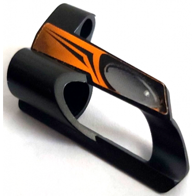black technic panel fairing 6 small short large hole side b with silver oval orange area pattern sticker - set 8516