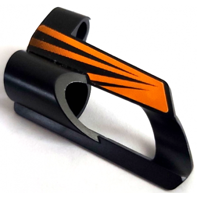 black technic panel fairing 6 small short large hole side b with orange radiating stripes pattern sticker - set 8516