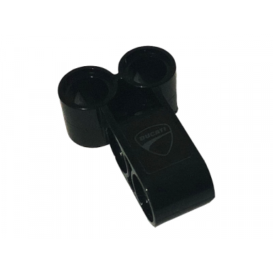 black technic pin connector perpendicular double 3l with dark bluish gray ducati logo pattern sticker - set 42107