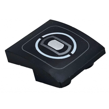 black slope curved 2 x 2 x 2 3 inverted with thin dark bluish gray rounded square white split circle and silver headlight pattern