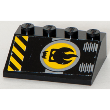 black slope 33 3 x 4 with agents dr inferno logo and black and yellow danger stripes pattern sticker - set 8633