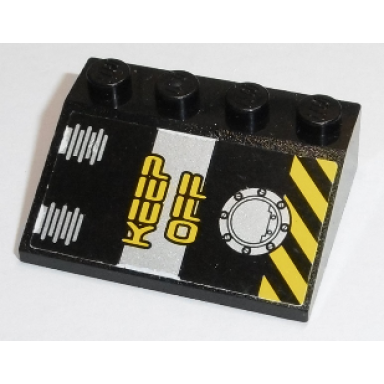 black slope 33 3 x 4 with keep off and black and yellow danger stripes pattern sticker - set 8633