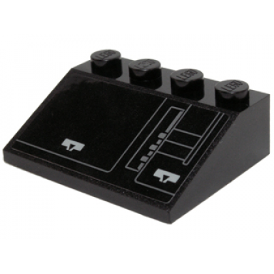 black slope 33 3 x 4 with silver mechanical panel pattern model left side sticker - set 75102