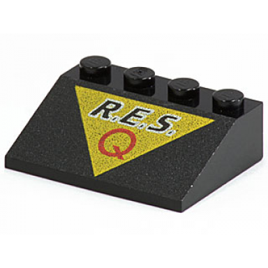 black slope 33 3 x 4 with r.e.s and red capital letter q on yellow triangle pattern