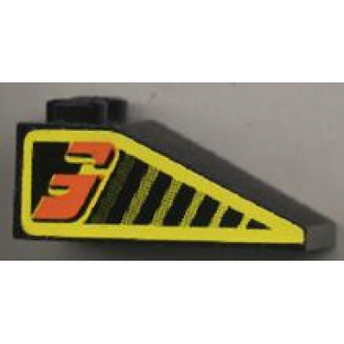 black slope 33 3 x 2 with black stripes and orange number 3 on yellow pattern both sides stickers - set 8239