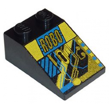 black slope 33 3 x 2 with roboforce gold robo and blue and yellow circuitry pattern