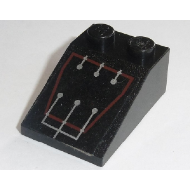 black slope 33 3 x 2 with silver circuitry 6 lines in red trapezoid outline pattern sticker - set 7702