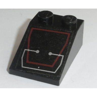 black slope 33 3 x 2 with silver circuitry in red trapezoid outline pattern sticker - set 7702