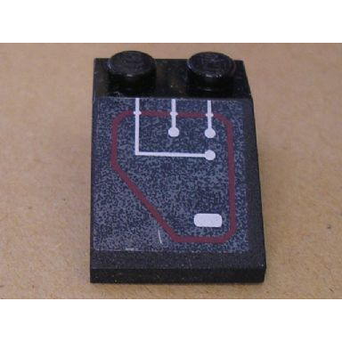 black slope 33 3 x 2 with siver circuitry 2 liness straight 1 line bent in red outline pattern sticker - set 7702