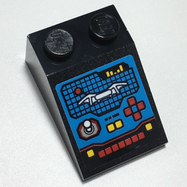 black slope 33 3 x 2 with control panel screen with batarang lights buttons and switches pattern sticker - set 70917