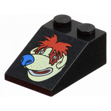 black slope 33 3 x 2 with mcdonalds character with red hair and blue nose pattern sundae the dog
