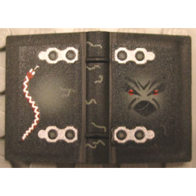black minifigure utensil book 2 x 3 with hinges and ghost face pattern