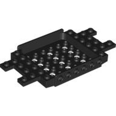 black vehicle base 6 x 12 x 1 with 5 x 6 recessed center 12 holes and 1 x 2 cutouts on ends