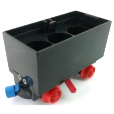 train battery box car with two contact holes red switch lever blue and red magnets and red wheels