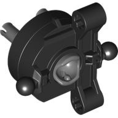 black technic steering axle with 2 axle holes and 2 tow ball arms with dark bluish gray wheel hub