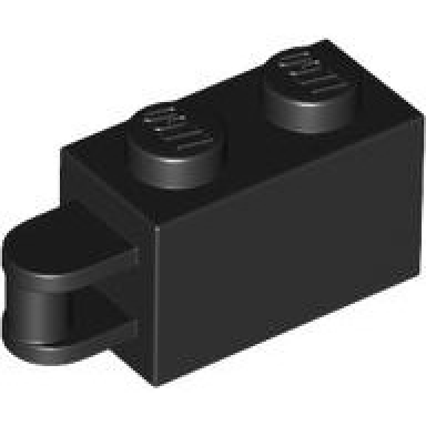 black brick modified 1 x 2 with bar handle on end - bar flush with edge