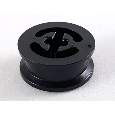 black wheel with split axle hole