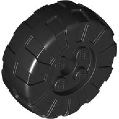 black wheel hard plastic treaded 36mm d with 4 studs