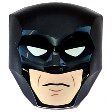 black large figure face with brow and nose detail 2 x 2 round brick attachment with white eyes and light nougat lower face with cheek lines and 2 chin lines pattern batman