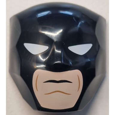 black large figure face with brow and nose detail 2 x 2 round brick attachment with white eyes and light nougat lower face with cheek lines and 1 chin line pattern batman