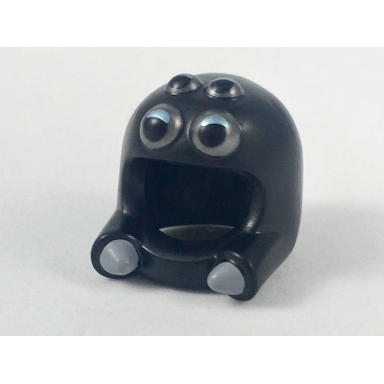 black minifigure headgear head cover costume spider with silver eyes and light bluish gray mandibles pattern